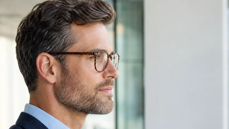Profile close-up of a male corporate professional