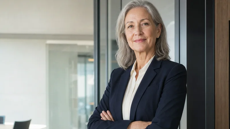 Confident older female executive in a modern office