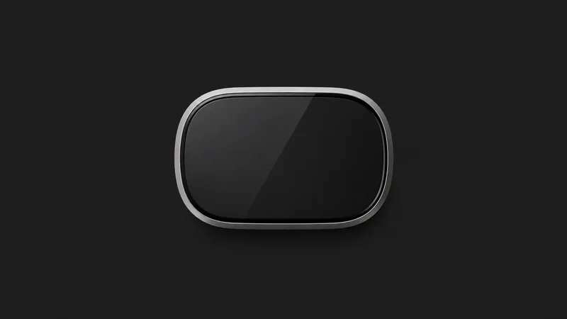 Isolated a wall-mounted smart thermostat with a blank glass face centred on a seamless deep charcoal near-black studio background, generous empty margin on every side for overlaid branding