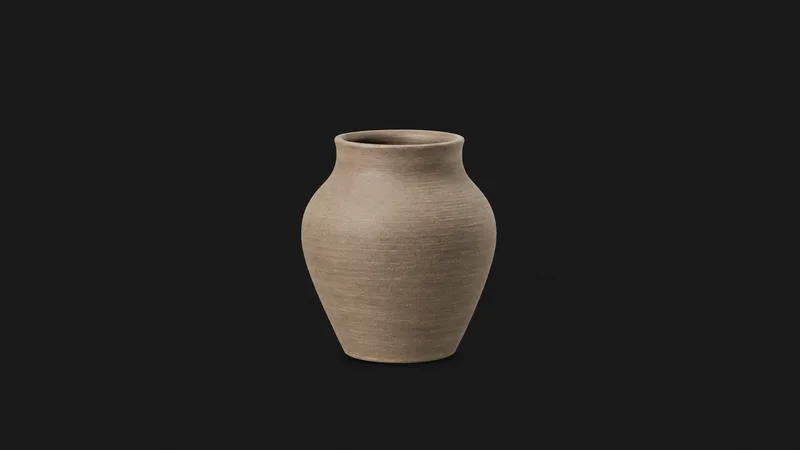 Isolated a leather-hard stoneware vase with throwing rings centred on a seamless deep charcoal near-black studio background, generous empty margin on every side for overlaid branding