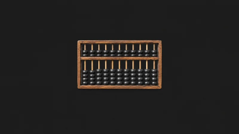 Isolated a wooden abacus with black beads centred on a seamless deep charcoal near-black studio background, generous empty margin on every side for overlaid branding