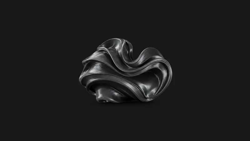 Abstract ripples of molten thermoplastic frozen mid-flow motif centred on a seamless deep charcoal near-black studio background, generous empty margin for overlaid branding