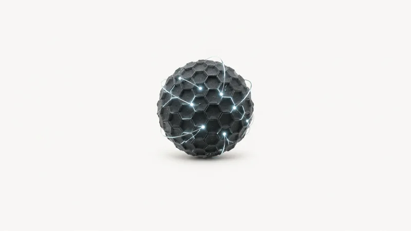 Abstract radiating scan lines sweeping a dark honeycomb field motif centred on a seamless pale off-white studio background, generous empty margin for overlaid branding