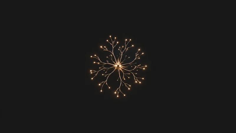 Abstract a branching web of glowing conductor lines meeting at a node motif centred on a seamless deep charcoal near-black studio background, generous empty margin for overlaid branding