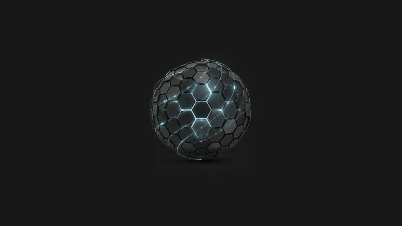 Abstract radiating scan lines sweeping a dark honeycomb field motif centred on a seamless deep charcoal near-black studio background, generous empty margin for overlaid branding