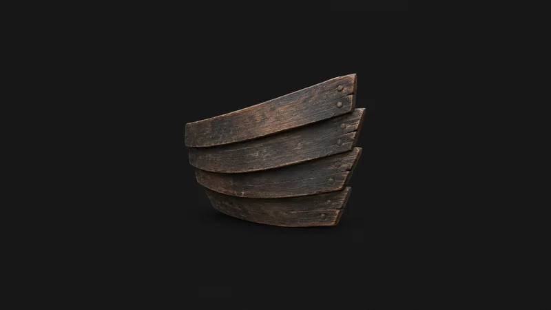 Abstract a lapped clinker-plank stack stepping diagonally across the frame motif centred on a seamless deep charcoal near-black studio background, generous empty margin for overlaid branding
