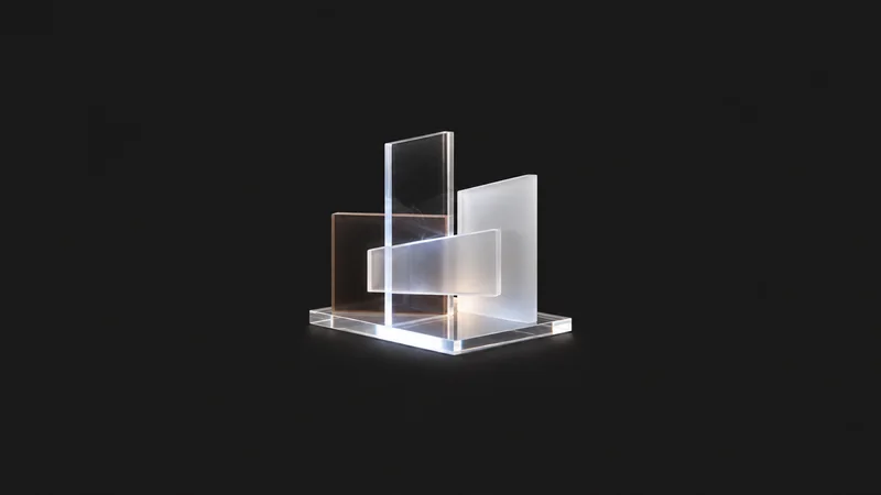 Abstract a glow of backlit acrylic edges in a dark field motif centred on a seamless deep charcoal near-black studio background, generous empty margin for overlaid branding