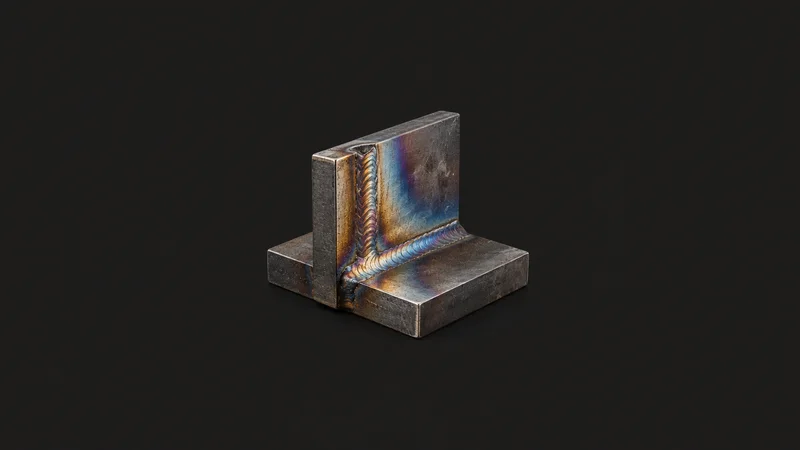Abstract a heat-tint rainbow spreading across welded steel motif centred on a seamless deep charcoal near-black studio background, generous empty margin for overlaid branding