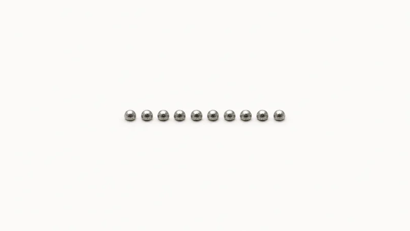 Abstract a linear array of solder-paste dots in silver motif centred on a seamless pale off-white studio background, generous empty margin for overlaid branding