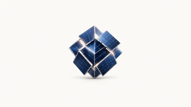 Abstract a lattice of silver lines glowing over deep blue facets motif centred on a seamless pale off-white studio background, generous empty margin for overlaid branding