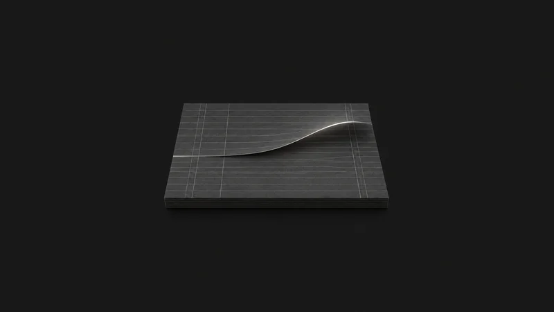 Abstract a ledger-like ruled field with a single line lifting into light motif centred on a seamless deep charcoal near-black studio background, generous empty margin for overlaid branding