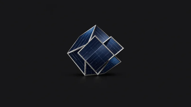 Abstract a lattice of silver lines glowing over deep blue facets motif centred on a seamless deep charcoal near-black studio background, generous empty margin for overlaid branding
