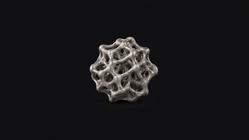 Abstract an organic titanium-lattice implant texture motif centred on a seamless deep charcoal near-black studio background, generous empty margin for overlaid branding
