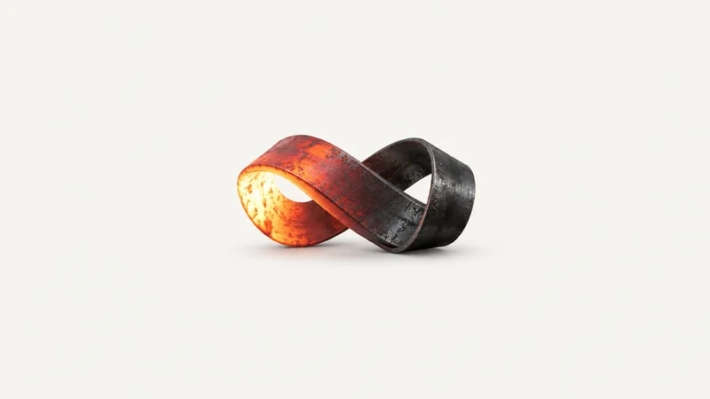 Abstract a gradient of cooling steel from white through red to black motif centred on a seamless pale off-white studio background, generous empty margin for overlaid branding