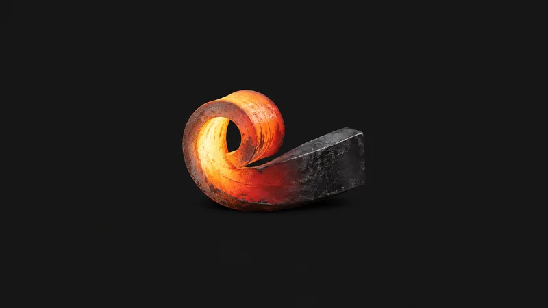 Abstract a gradient of cooling steel from white through red to black motif centred on a seamless deep charcoal near-black studio background, generous empty margin for overlaid branding